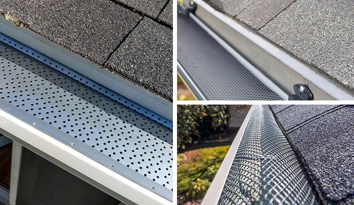 collage of different types of gutter guard.