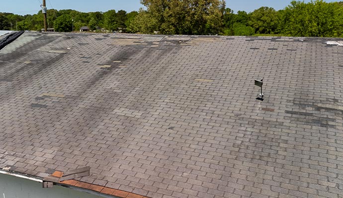 Industrial damaged roof.