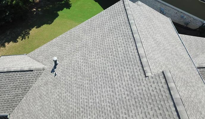 Close-up view of newly installed roof.