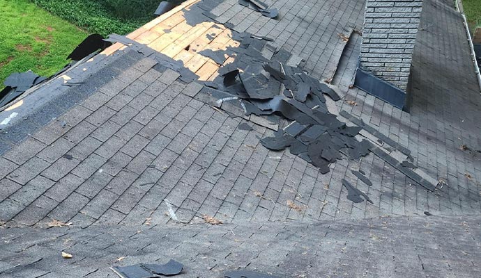 Storm damaged roof.