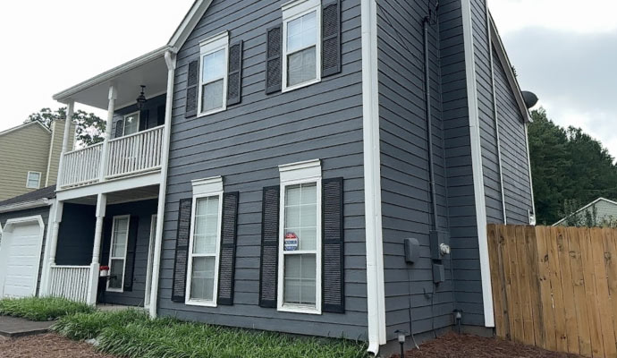 A House with exterior siding design.