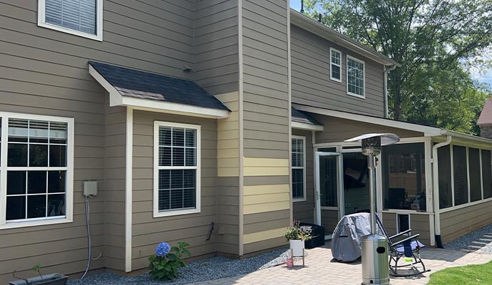 House with installed siding.